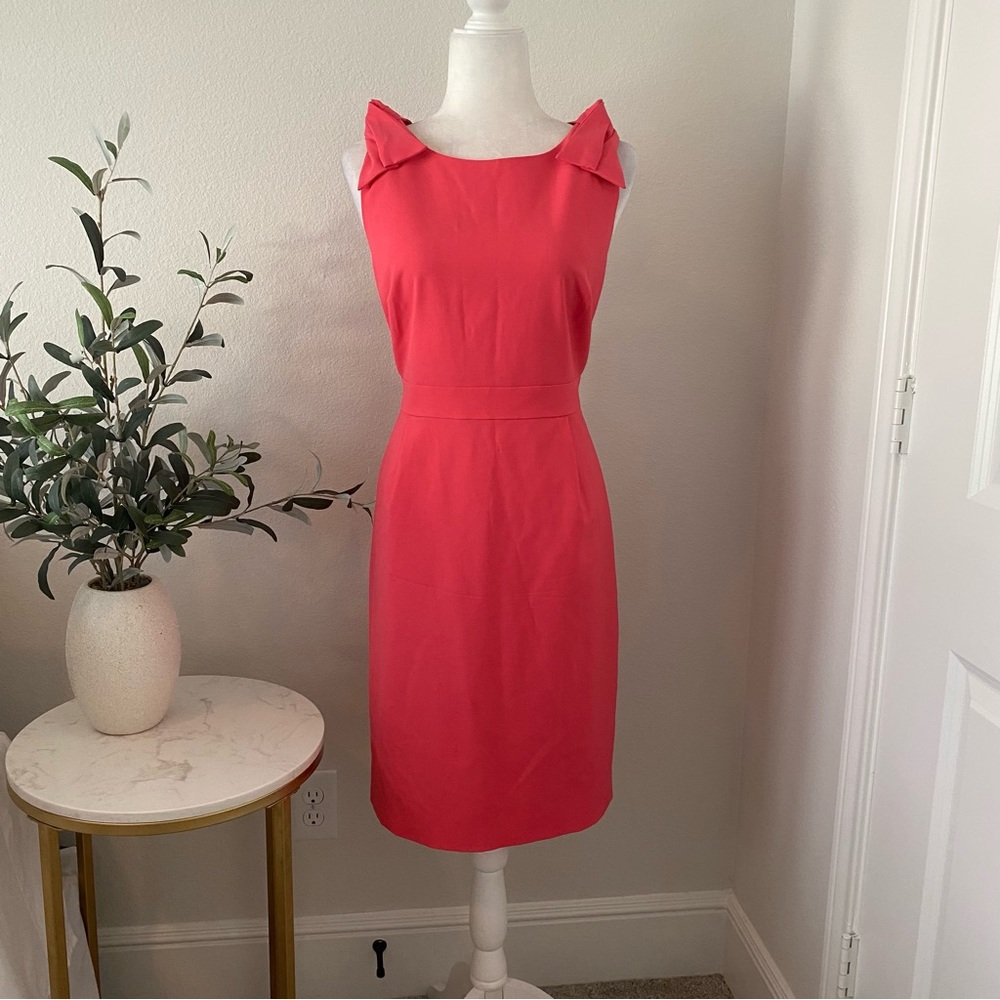 J. crew origami bow pink sleveless sheath dress size 10 wool